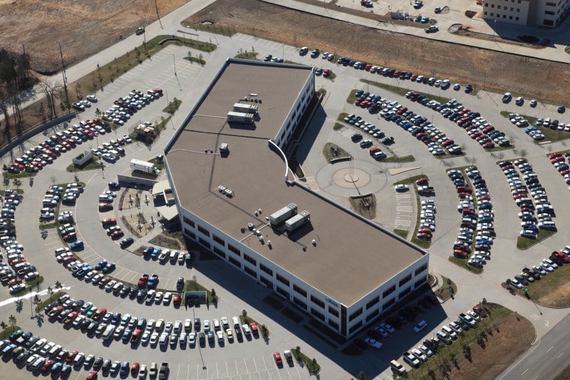 aerial view of a built up roof on a commercial building